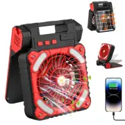 Solar Camping Fan, 15000mAh Outdoor Portable Rechargeable Tent Fan Camping Es...
