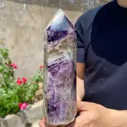 2.7lb Natural Rainbow Fluorite Obelisk Quartz Crystal Wand Tower Point Healing.
