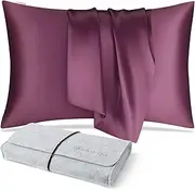 DISANGNI 100% Natural Mulberry Silk Pillow case for Hair and Skin with Hidden Zipper 22 Momme Both Sides Real Silk Pillow Case (1pc Standard Size 20" x26", Purple)