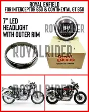 Real Enfield 7'' LED Headlight With Outer Rim For Int 650 & Continental Gt 650