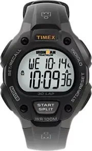 Timex Men's Classic 30 Gray/Black Resin Strap Watch, Black/Gray/Orange Accent,