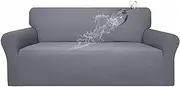 [Cozioz] Splash Protection Sofa Cover: Easy-Going Dual Stretch Jacquard Slipcover, Leakproof Furniture Protector for Kids, Pets, Dogs, and Cats (Sofa Dark Gray)