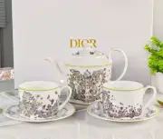DIOR Bone China Butterfly Tea Set Teapot, Two Cups, And Two Saucers New In Box