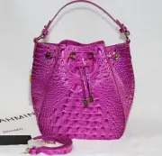 BRAHMIN Melinda Bucket Bag Deep Fuchsia Melbourne Shoulder Tote Purse Handbag