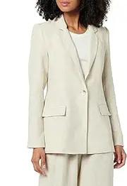 [The Drop] Women's Blake Long Blazer, Natural Linen, 5X, Plus Size