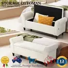 Storage Ottoman Blanket Box Faux Sherpa Fabric Arm Foot Stool Couch Large White