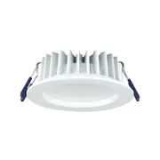 Deta 9W IP44 Tri-Colour Dimmable LED Downlight - White Metal Fascia & Low Recessed Lens Design