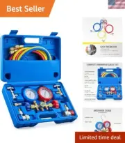 Premium AC Manifold Gauge Set with Hybrid Antishock Gauges & Puncture Can Tap