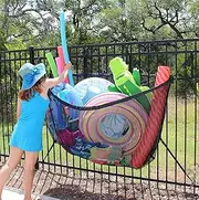 Anti-storm swimming pool floating storage mesh storage bag, weighing 800 grams -142cm x 83cm oversized nylon net cage, drying rack, swimming pool net storage bag container, used for swimming ring, beach ball noodle fence...