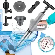 High-Pressure Air Plunger Drain Blaster with Barometer Toilet Clog Remover Tool