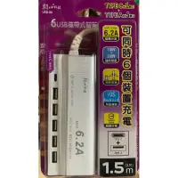 在飛比找蝦皮購物優惠-現貨 朝日科技 USB-06 智慧快充 6.2A 6USB 