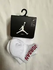 Nike Jordan Jumpman No-Show Kids Socks 3 Pack Sz 7C-10C White Red FREE SHIP