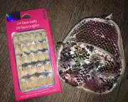 Claire’s Silver Sequin Mini Backpack Purse Keychain Bag Clip Stick On Nail Lot