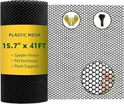 Heavy Duty 15.7IN x 41FT Black Plastic Mesh Fencing Roll for Chicken Dogs Rabbit Snake Poultry Barrier Gardening, Thicker Wire Mesh Netting Fence for Balcony Garden Pet Enclosure Plant Landscape DIY