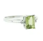 Natural Emerald Cut Peridot Gemstone Wedding Ring 10k White Gold Ring