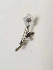 White Mother Of Pearl Flower Mini Brooch