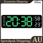 Modern Wall Clock Temperature Date Week Display Clock (Whiteshell Green Light) A