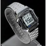 【金台鐘錶】CASIO 卡西歐 方型極簡造型，不鏽鋼錶帶 10年電池 LED背光照明 A178WA-1A