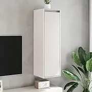 White Solid Wood Pine Wall Cabinets - 2 Pcs Floating Shelves Decor, Ideal Rustic Kitchen or Bathroom, 30x30x100 cm