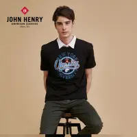 在飛比找momo購物網優惠-【JOHN HENRY】純棉紐約大學字母印花短袖T恤-黑