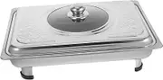 MAGICLULU Stainless Steel Buffet Tray Food Preservation Tray Stainless Steel Buffet Plate Rectangular Chafing Dish Snacks Holder Plate Silver Glass