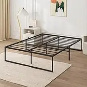 ADVWIN Bed Frame Double Size, All Metal Material Mattress Base, Large Storage Space Under Platform Bed with Bottom Crossbar, Black