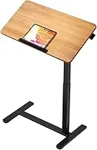 Mobile Standing Desk Adjustable Medical Overbed Table 90° Tiltable Rolling Laptop Desk with Swivel Hidden Wheels Small Space Side Table for Sofa/Bed