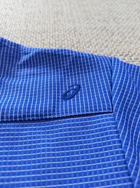 在飛比找Yahoo!奇摩拍賣優惠-日本 亞瑟士 Asics Tiger 藍色格紋短袖Polo衫