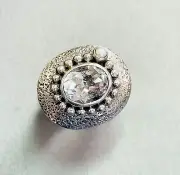 Echo of the Dreamer White Topaz and Pearl Sterling Silver Ring