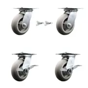 6 Inch Thermoplastic Rubber Swivel Caster Set 2 Swivel Locks 2 Brakes SCC