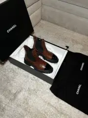 Chanel Calfskin Patent Cap Toe Quilted Short Boots