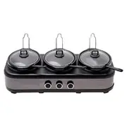 Westinghouse Black Stainless Steel Slow Cooker with 3 x 2.5 Litre Cermaic Pot Inserts