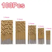 50/100pcs Titanium Coated HSS Drill Bits Set Piece Case Plastic Wood Metal Kit↔
