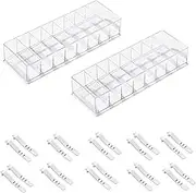 Doitxue 2PCS Clear Electronics Organizer Boxes, 8 Capacity Acrylic Charger Organizer, Cord Organizer Case with 20 Wire Ties, Data Cable Storage Box for Home, Office (Small Without Cover)