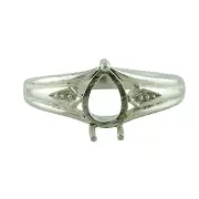 Semi Mount 6X8MM Pear Shape Cabusion Cut Fine Ring 925 Sterling Silver Jewelry