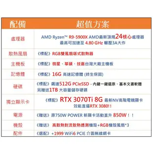🔥尬電3C🔥24核心 R9 5900X / RTX3070Ti 8G 旗艦電競主機 繪圖 頂規 AMD 工作站