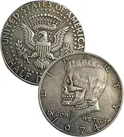 Half Dollar Coin | Uncirculated 1974 Brass Half Dollar Collectible Old - Silver Plated Round with Skull for History Lovers, Commemorative for Collectors Souvenir Yechun
