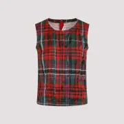 [Comme Des Garcons] Comme Des Garcons-Multicolor Tartan Pleated Top-Donna S STAND
