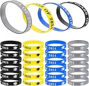 jojofuny 24pcs Class of Silicone Wristbands Graduation Bracelets for Students Easy to Wear for Celebrations Commemorate Your Graduation Year