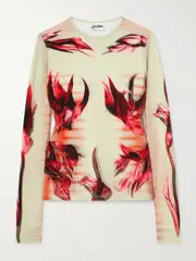 [Jean Paul Gaultier] Jean Paul Gaultier - Printed Stretch-jersey T-shirt - Cream - xx small xx small Cream