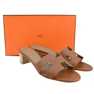 HERMES Oasis sandal 經典H LOGO低跟拖鞋.金棕 39號