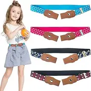 [RUIJIE] Pack of 4 Belt Without Buckle Elastic Belt Children Adjustable Buckle-Free Children's Belt Invisible Stretch Belt Adjustable Belts for Boys Girls Jeans Trousers Dress