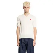 [COMME DES GARCONS PLAY] Heart Wool Knit Short Sleeve Tee Off-white