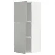 METOD wall cabinet with shelves/2 doors, white/Havstorp light grey, 40x37x100 cm