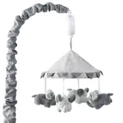 The Peanutshell Little Peanut Grey Elephant Musical Mobile Baby Nursery Decor