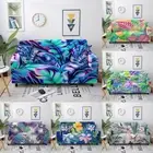 Tropical Leaves Printed Elastic Stretch Armchair Cover L Shape Corner Sofa Cover
