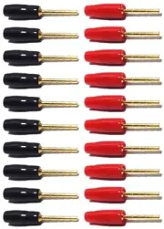 Banana Pin Plug Open Screw Type Cable Connector - Tip Banana Plugs (20 Pack)