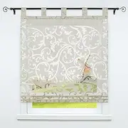 CORLIF Roman Blind Burnout Transparent Roman Curtain with Loops Tab-Top Roller Blind Modern Sand W x H 100 x 150 cm Pack of 1