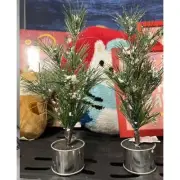 2 Pc-Target Bullseye 12" Mini Artificial Pine Flocked Christmas Tree Table Decor
