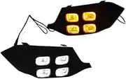 LED DRL Daytime Running Light Fog Lamp with Turn Signal Assembly Accessories Compatible With Mitsubishi Pajero Sport 2016 2017 2018 2019